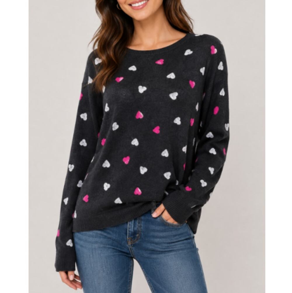 Lucky Brand Women's Black Viscose Fallcore Long Sleeve Sweatshirt Size Large